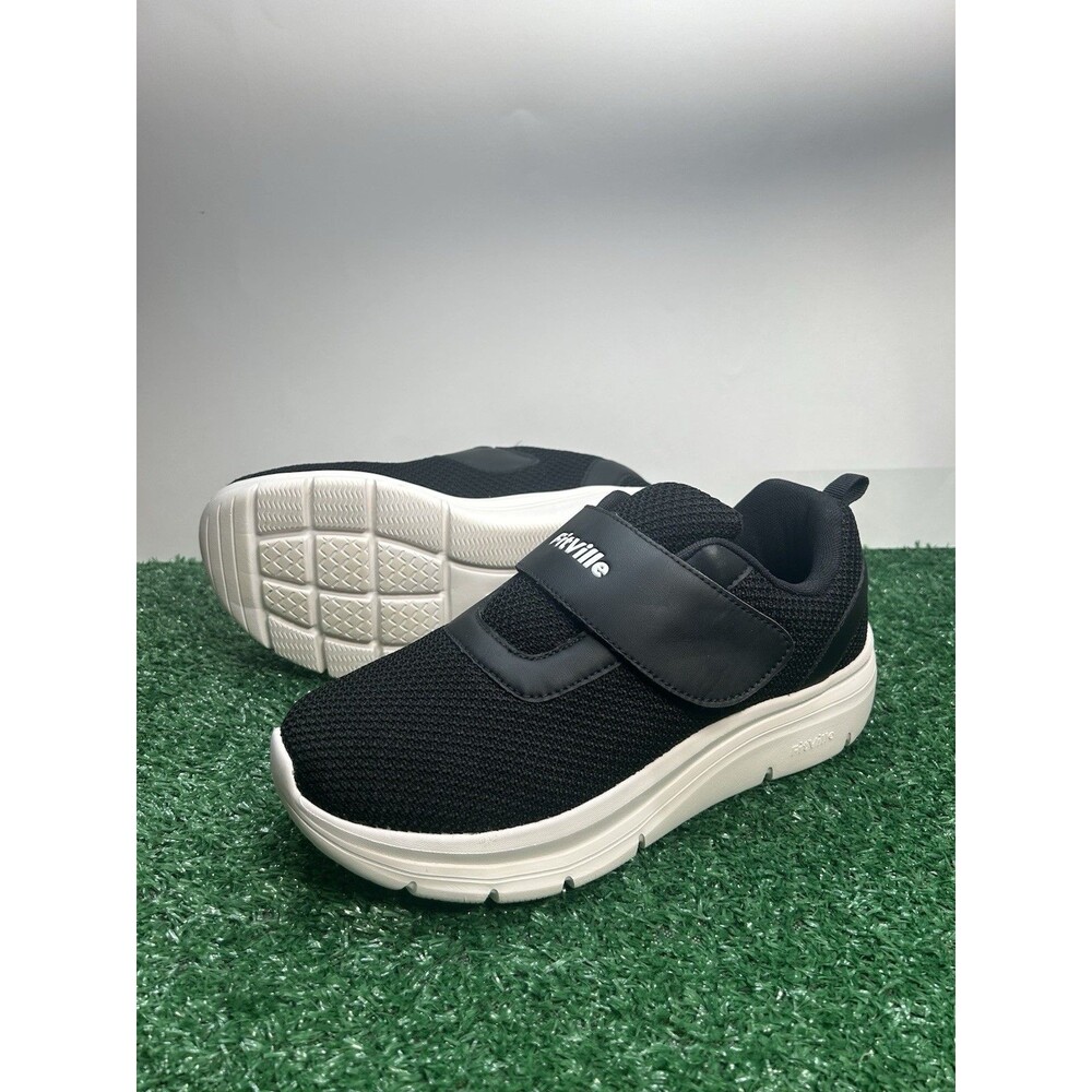 FitVille Womens 10 Extra Wide 10EW Black Walking Shoes Strap Rebound Core JBCWSV